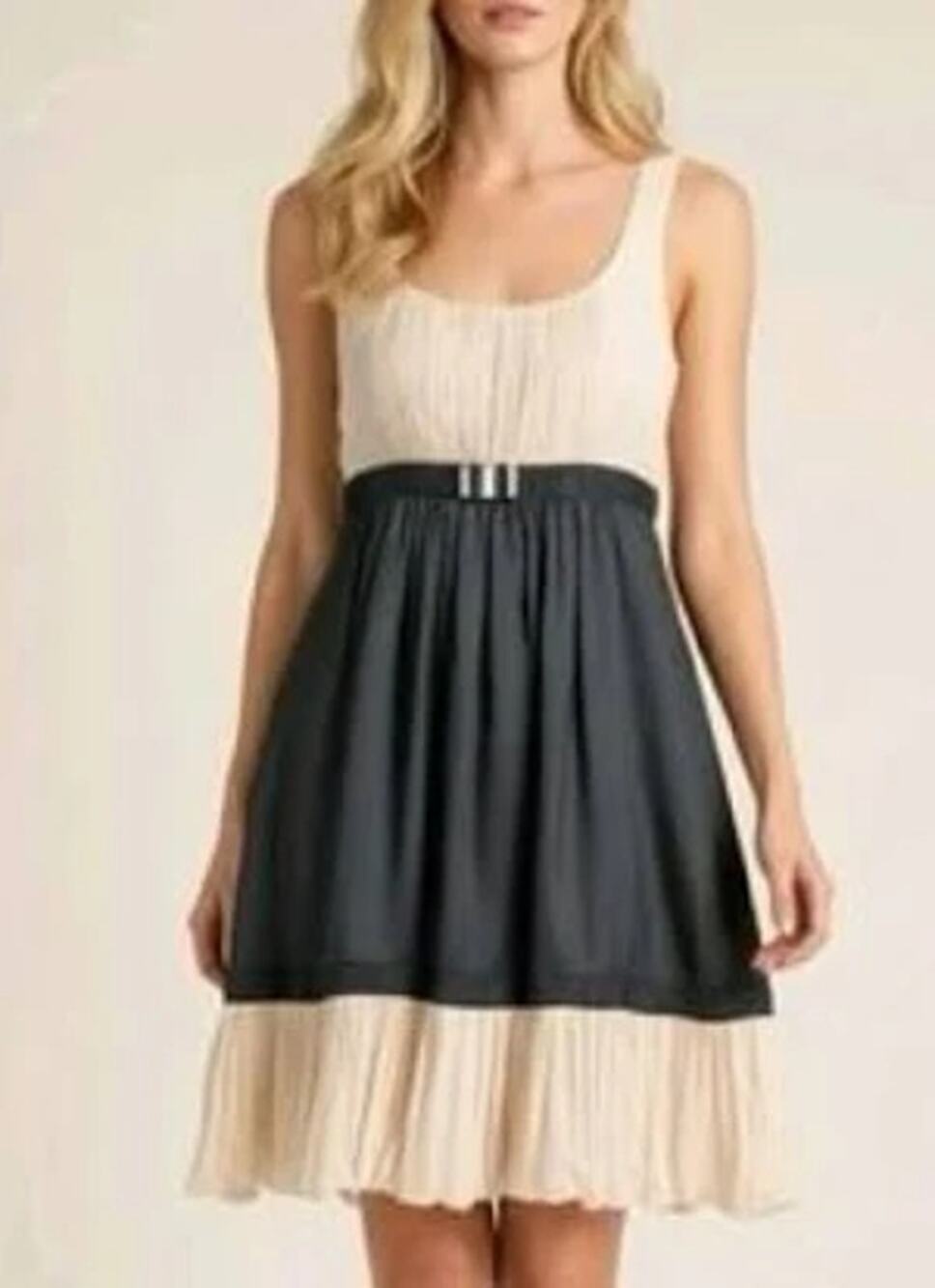 Yoana Baraschi Silk Blend Pleated Sleeveless Mini Dress Flirty Playful Luxe Sz 2